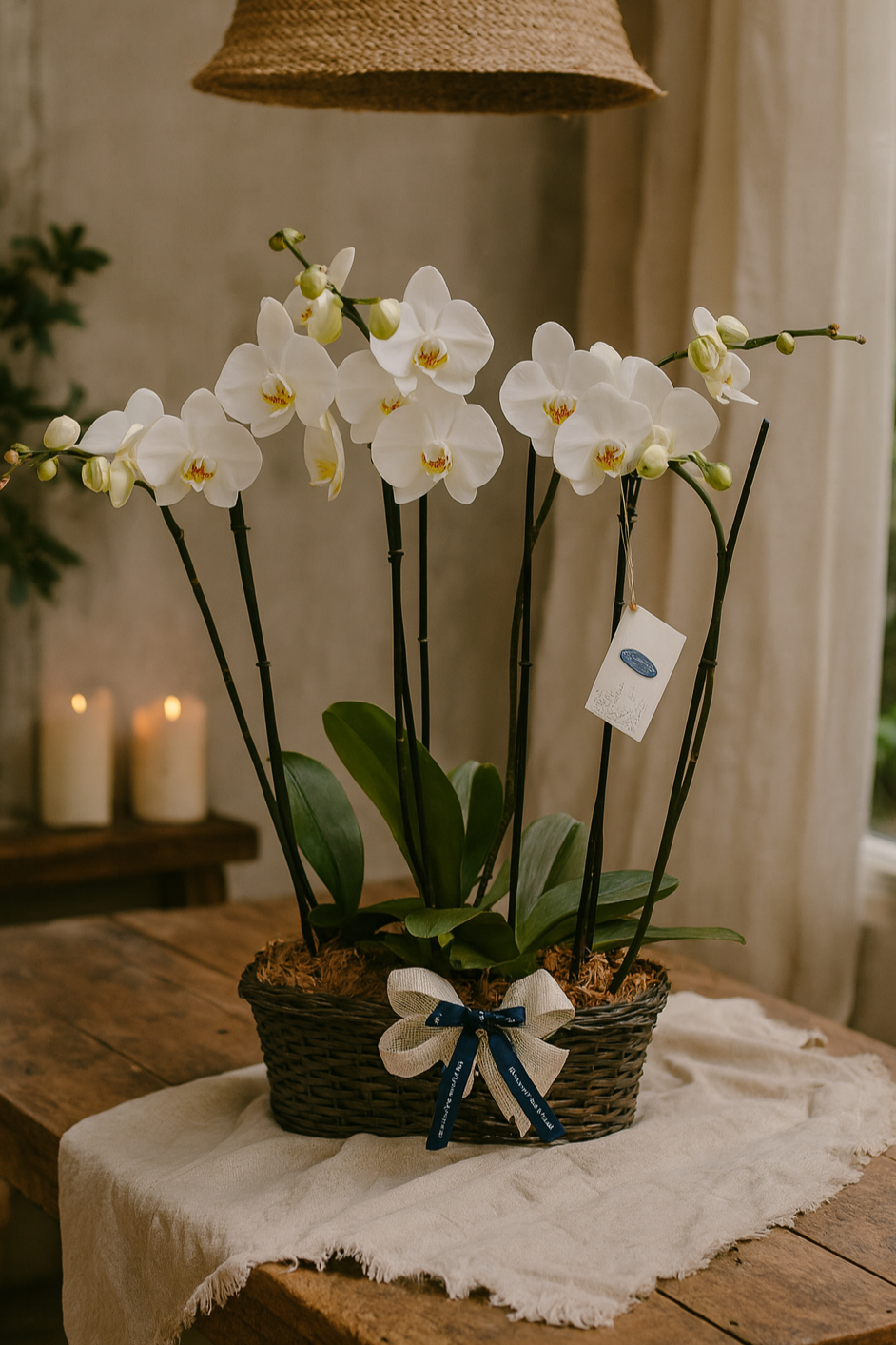 Arreglo de tres orquídeas phalenopsis doble vara |Regalo especial