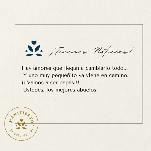 Regalos para contar ¡Tenemos Noticias! Vamos a ser papás