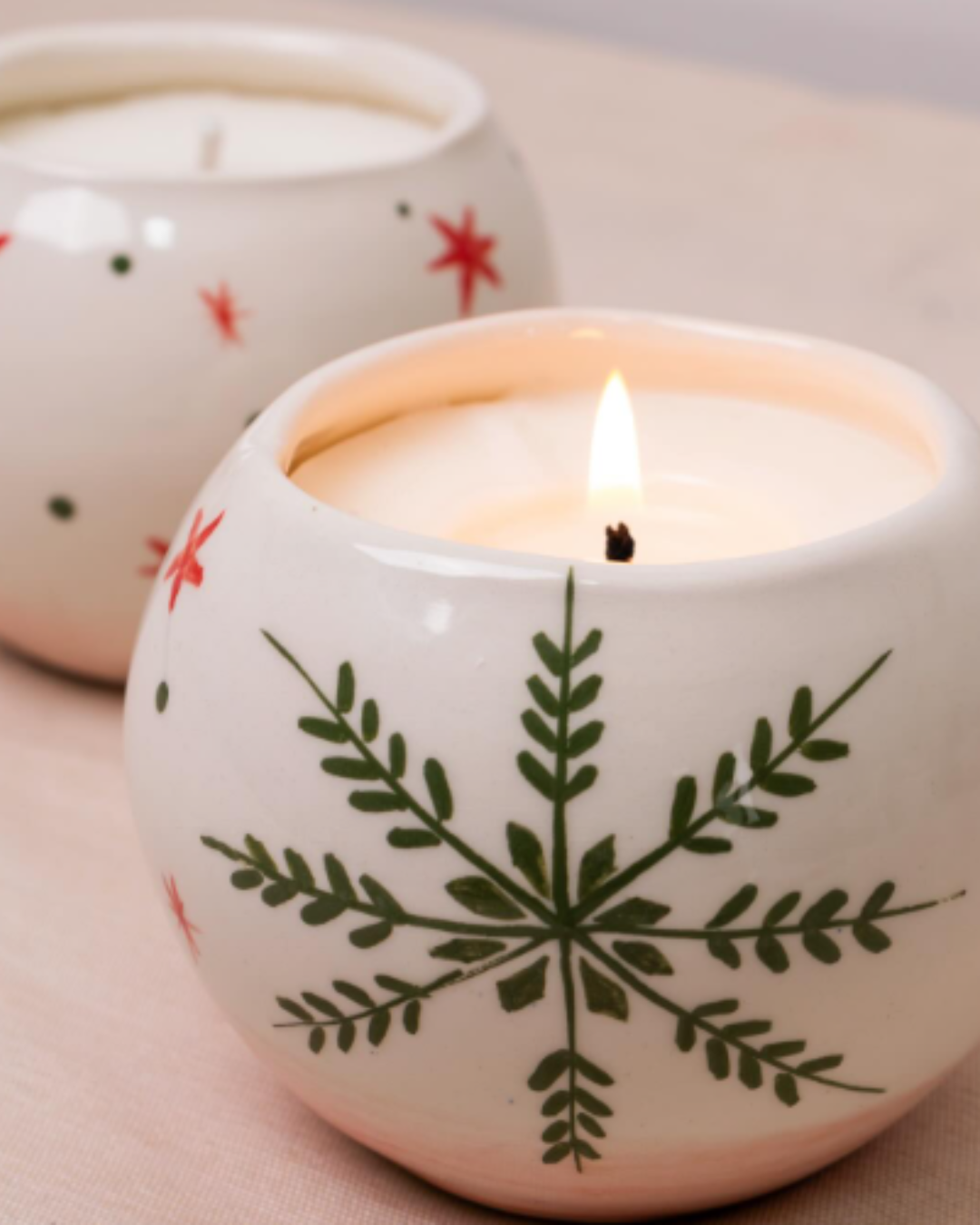 Velita cerámica Navidad con kit L´Occitane viajero
