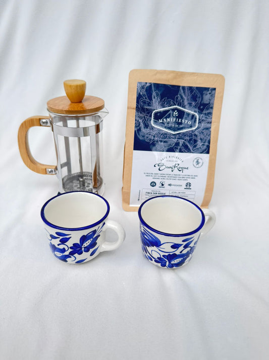 Café Artesanal Orgánico con Prensa y Tacitas de El Carmen de Viboral