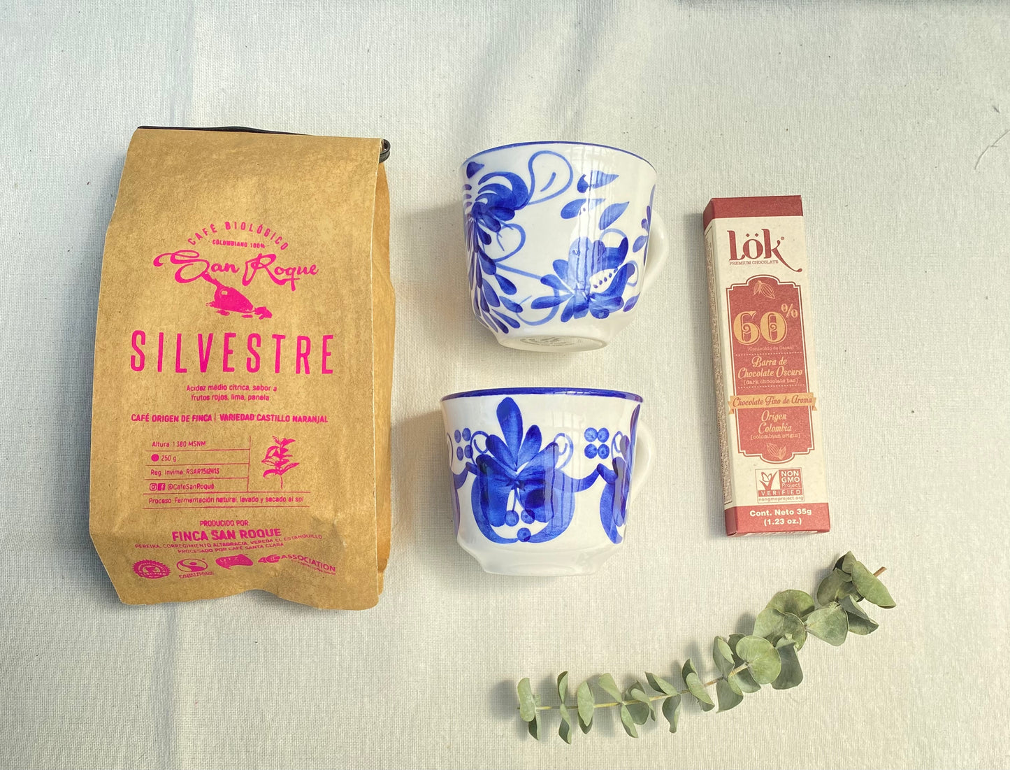Café óptima-Set de Café Artesanal con Tacitas de El Carmen y Chocolate Mini Lok