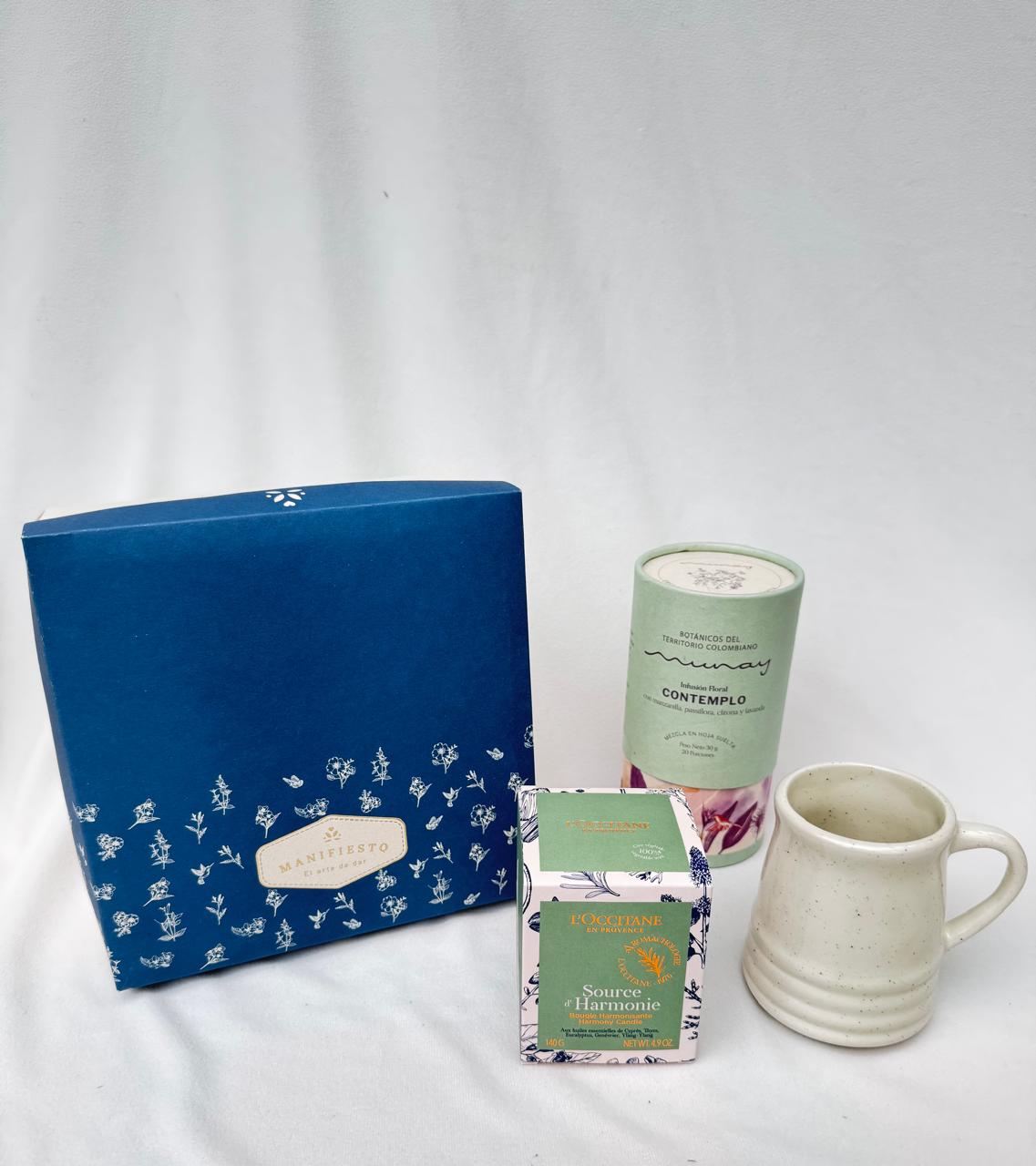 Regalo de paz y calma | Té premium, mug de Carmen de Viboral y vela L’Occitane