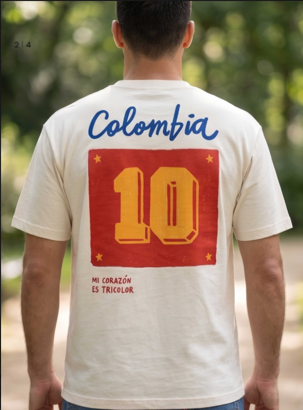 Mi corazón es tricolor- camiseta Colombia Papá e hijos
