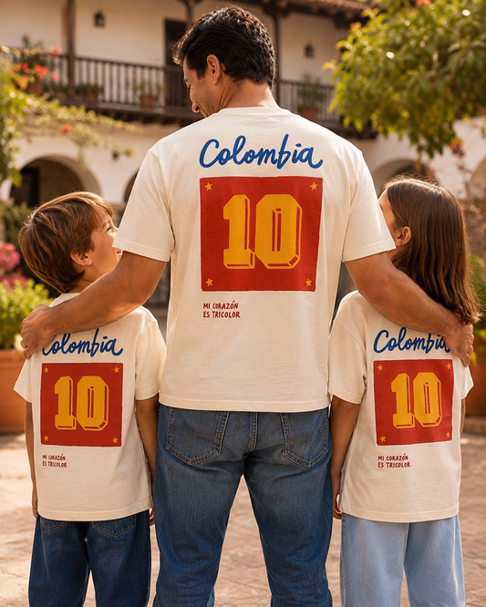 Mi corazón es tricolor- camiseta Colombia Papá e hijos
