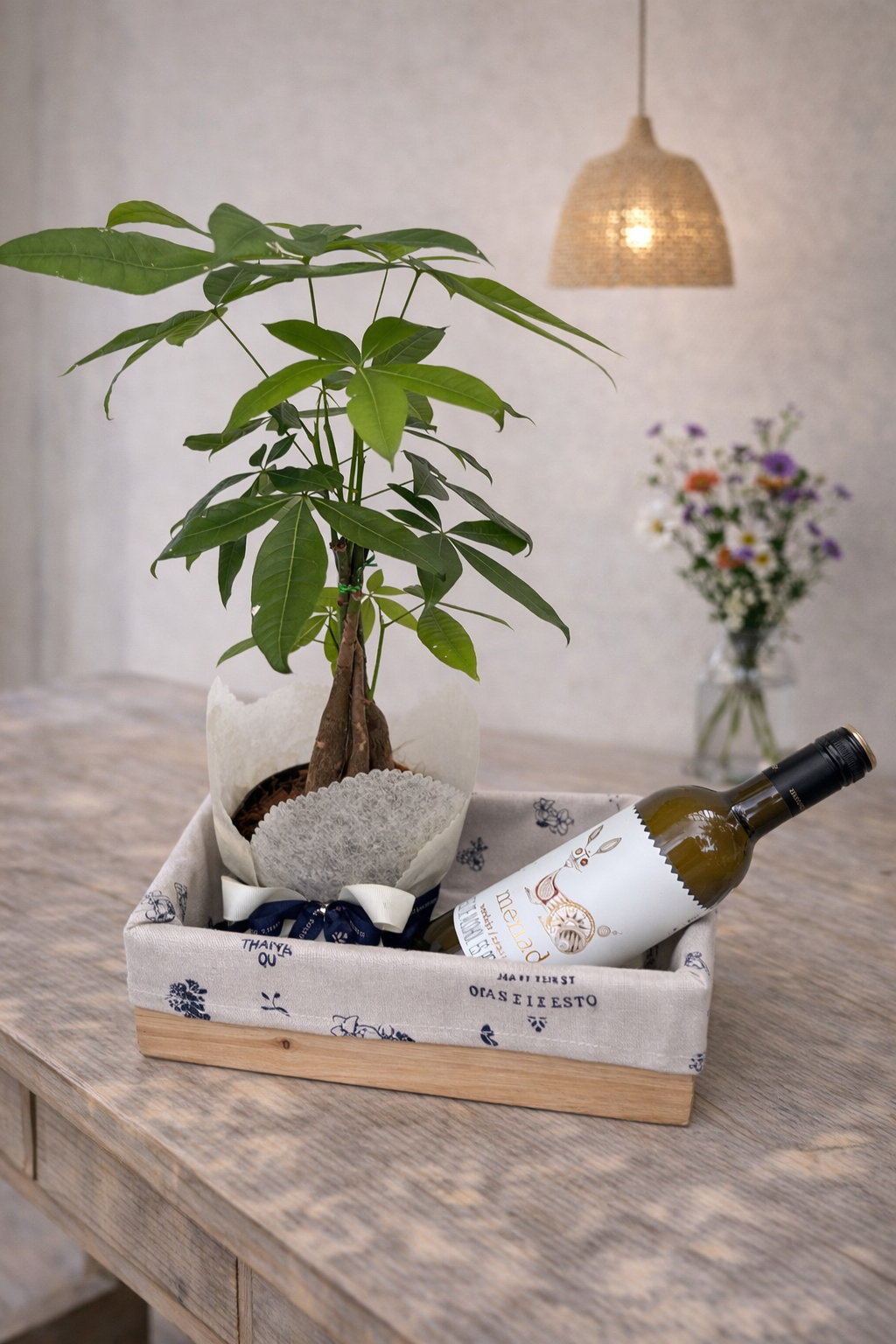 Celebrar buenos deseos- Pachira con vino