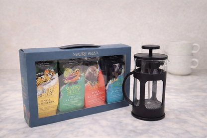 Set de cata de cafés con prensa | Set de cuatro Cafés Artesanales – 70 g c/u (Copia)