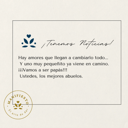 Regalos para contar ¡Tenemos Noticias! Vamos a ser papás