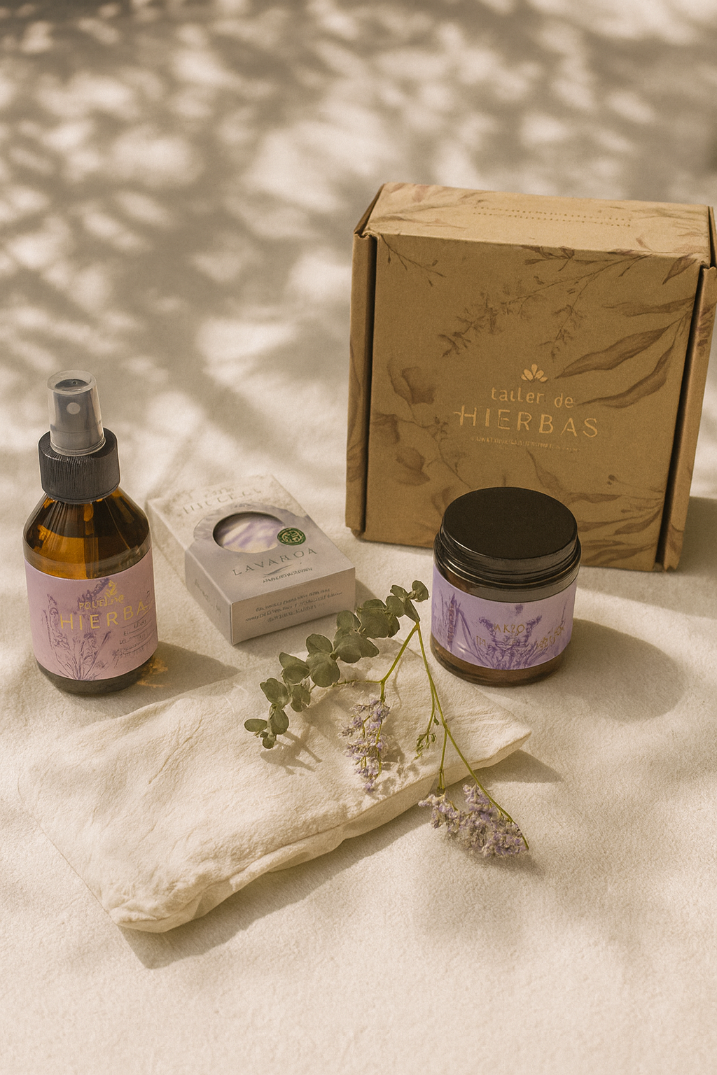 Ritual de Paz y Calma- kit con cojin, jabons, vela y bruma