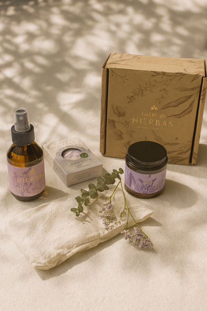 Ritual de Paz y Calma- kit con cojin, jabons, vela y bruma