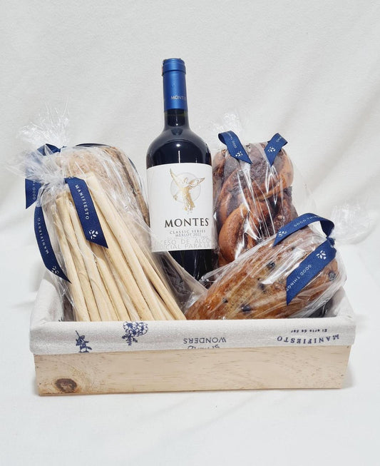 Ancheta de Panes Artesanales con vino Bogotá