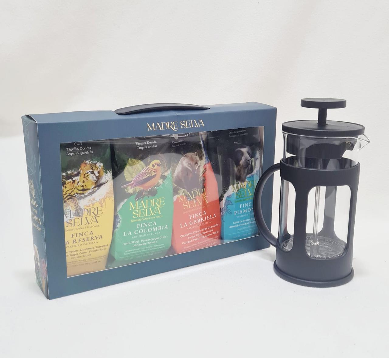 Set de cata de cafés con prensa | Set de cuatro Cafés Artesanales – 70 g c/u (Copia)