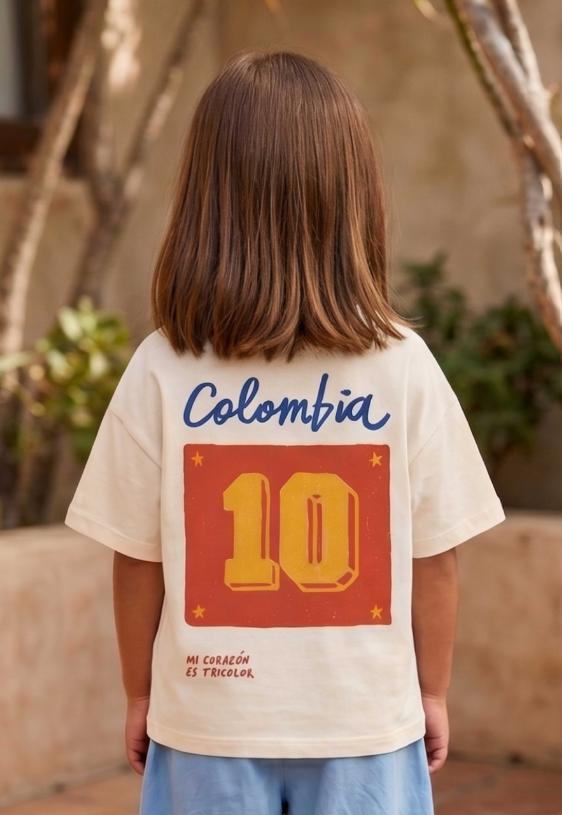 Mi corazón es tricolor- camiseta Colombia Papá e hijos