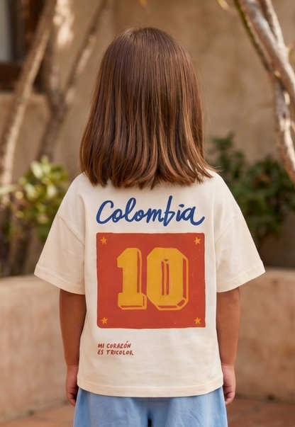 Mi corazón es tricolor- camiseta Colombia Papá e hijos