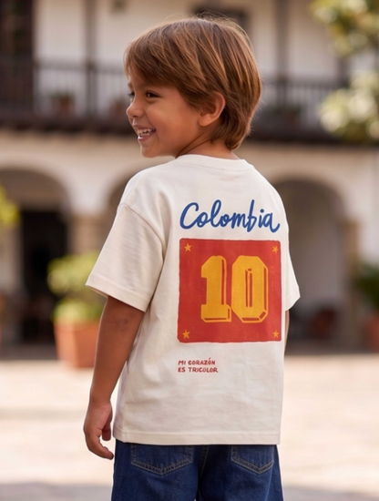 Mi corazón es tricolor- camiseta Colombia Papá e hijos