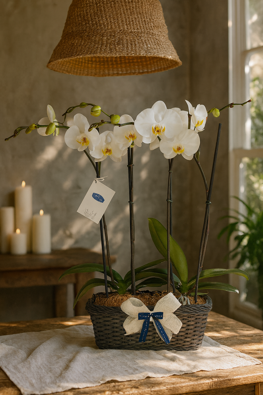 Arreglo con dos  Orquídeas Phalenopsis Doble Vara |Regalo Especial